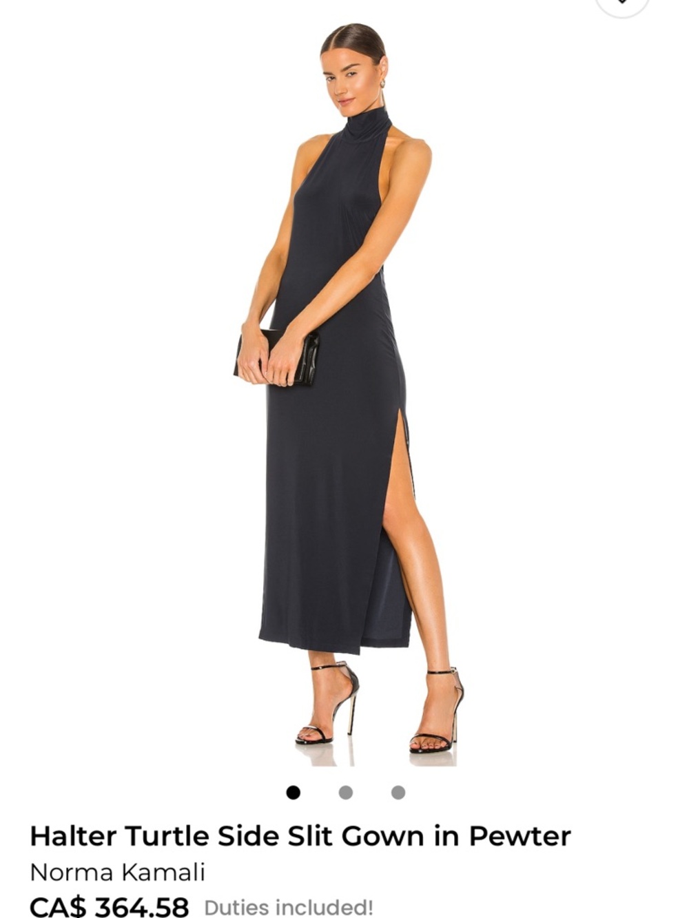 NWT Norma Kamali REVOLVE Sleek Halter Turtle Maxi Dress in Pewter